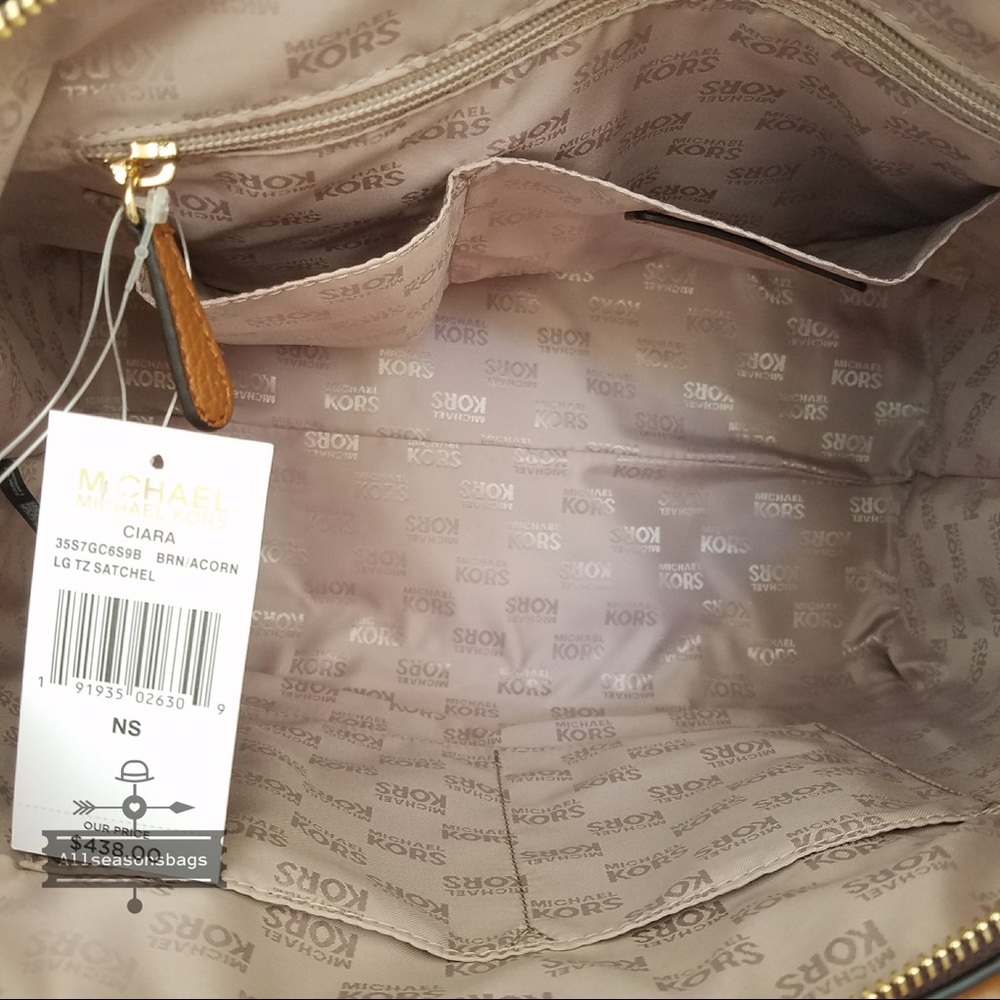 NWT Michael Kors Large Ciara satchel brown bag - Picture 5 of 7